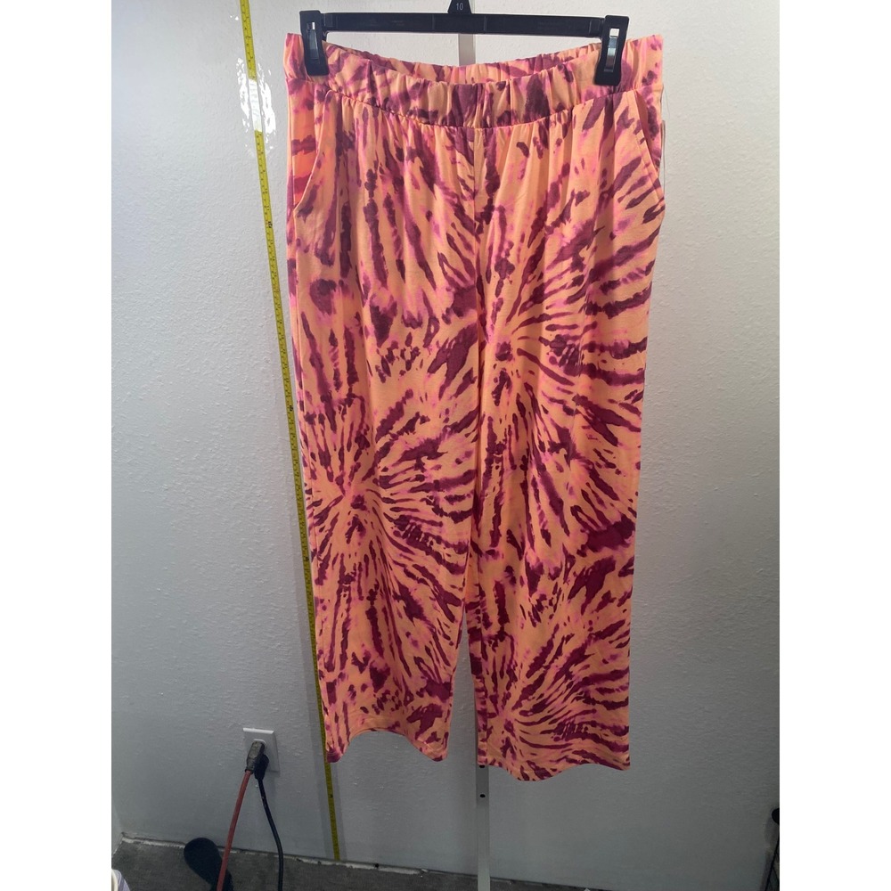 Jenni Intimates Tie Dye Pajama Pants Orange Pink Purple Wide Leg Sleepwear Large